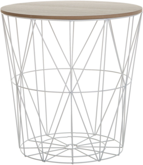 Beistelltisch weiß / heller Holzfarbton ⌀ 40 cm LANARK