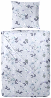 Mikrofaser Bettwäsche Blumen 135 x 200 cm blau