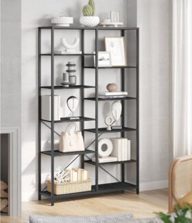 Songmics 'Vasagle' Bücherregal mit 5 Ebenen, Holz/Stahl schwarz, 100 x 30 x 170 cm