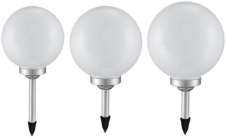 3er Set LED Solarleuchte, Akku, Erdspieß, weiß, Wetterfest