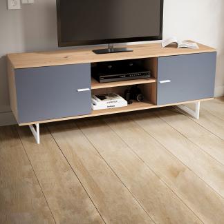 Lowboard Eiche-Dekor Grau 150x55x40 cm TV-Kommode Modern, Design TV-Schrank H...