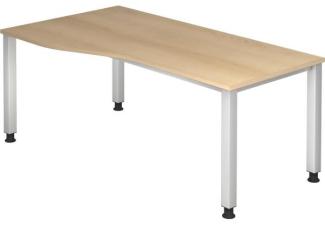 Schreibtisch QS18 4Fuß eckig 180x100 / 80cm Eiche Gestellfarbe: Silber