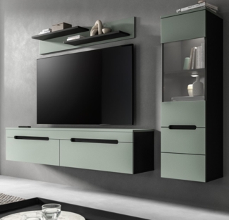 Wohnwand Cooper in salbei und grau 221 cm