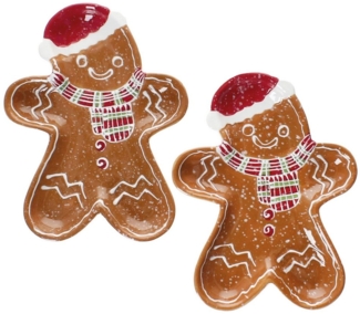 MamboCat Servierplatte 2er Set Candyman Keksteller Lebkuchenmann L22xB17cm Steingut Gebäck, Steingut