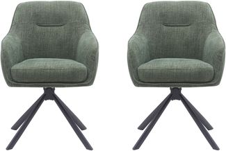 Armlehnstuhl >Avola< (2er-Set) Federkern, Drehfunktion, in Waldgrün - 57x87x65 (BxHxT)