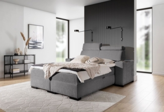 Boxspringbett Bett NESTOR 120x200cm Set. 2 in Stoff Dress Me Grau