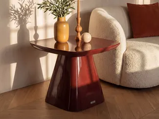 Vente-unique - NATAZA Beistelltisch Holz, Platte Rot - B 60 cm x H 45 cm x L 60 cm