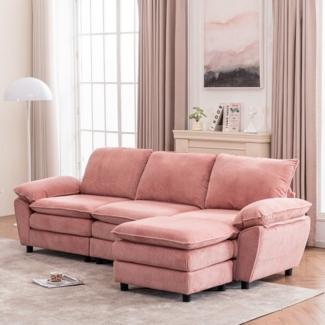 STILVORA Sofa L-Form Wohnzimmersofa,Relaxsofa für 4 Personen,Big Sofa cordstoff, Modulares L-Sofa mit Abnehmbarem Ottoman – Komfort Ergonomisches Design mit extra tiefem Sitz und robuster Holzrahmenstruktur, mit Relaxfunktion