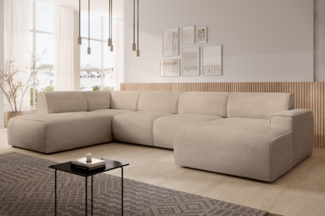 AX LIVING XXL Sofa U Form Didim Hellbraun 415cm breit modern & großzügig L