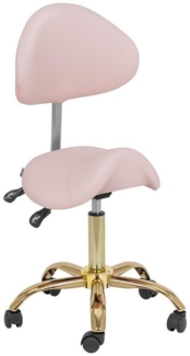 Physa Drehstuhl Sattelstuhl Sattelhocker mit Lehne Rollhocker Rosa/Golden, Zartrosa, Golden