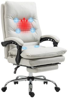 Vinsetto Schreibtischstuhl Bürostuhl mit Liegefunktion, Massagesessel (Chefsessel, 1 St), 120 kg Belastbar, Beige