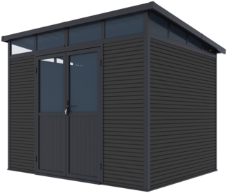 Weide Gartenhaus | Aluminium Gerätehaus mit Doppeltür | 278x218x226 cm | Wetterfest in Anthrazit