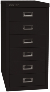 Bisley Multidrawer Schubladenschrank aus Metall mit 6 Schubladen DIN A4 ohne Sockel - Farbe: Schwarz, L296-633
