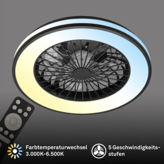 my home Deckenleuchte CCT Deckenleuchte mit Ventilator, CCT - über Fernbedienung, Dimmfunktion, Farbsteuerung, Memoryfunktion, Nachtlichtfunktion, Timerfunktion, Ventilatorfunktion, LED fest integriert, Deckenventilator mit Licht, 48,5x14,5 cm, 49Watt,...