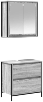 vidaXL 2-tlg. Badmöbel-Set Grau Sonoma Holzwerkstoff 3328367