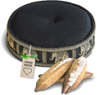 livasia Meditationskissen Zafukissen groß (Deluxe) vegan und handgefertigt, 44x15cm, Kapok