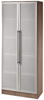 Glastürenschrank 5 Ordnerhöhen, CE Nussbaum / Silber