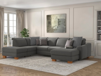 sit&more Wohnlandschaft Dundee U-Form, mit Federkern und Massivholzfüßen, wahlweise mit Kopfteilverstellung