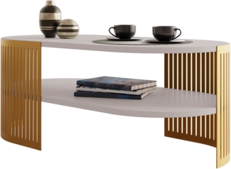 Couchtisch Fahugin Oval Gold II (Farbe: Gold / Cashmere)