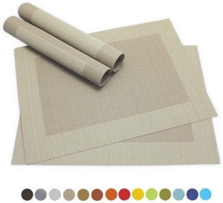 matches21 HOME & HOBBY Platzset Tischsets BORDA 4er Set Beige als Tischuntersetzer, (4-St), Abwaschbare Platzsets als Tischunterlagen für Ess-Tisch Tisch-Deko