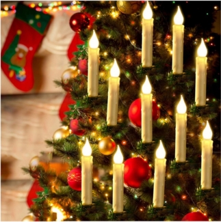 Qualra LED-Christbaumkerzen Christbaumkerzen LED Kerzen Weihnachtsbaum 10/20/30LED mit Clip, Batterie Baumkerzen für Weihnachtsdeko Hochzeit Party
