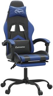 vidaXL Gaming-Stuhl mit Fußstütze Schwarz und Blau Kunstleder [3143902]