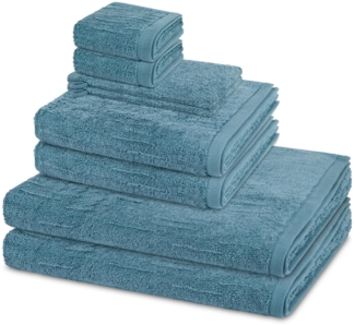Ross Premium 8 tlg. Frottier-Set - 2 X Handtuch (50 X 100cm), 2 X Duschtuch (70 X 140cm), 2 X Gästetuch (30 X 50cm), 2 X Waschhandschuh (16 X 22cm) - 500 - Petrol