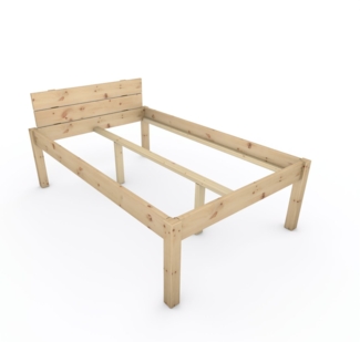 Pfostenbett "metallarm" Zirbe Holzbett "Daybett" 120 x 190cm 58cm Einzelbett