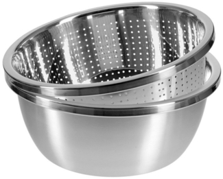 GRÄWE Seiher GRÄWE Edelstahl Seiher und Schüssel Set, Ø 28 cm, Edelstahl, GRÄWE Edelstahl Seiher und Schüssel Set, Ø 28 cm, 2-teilig
