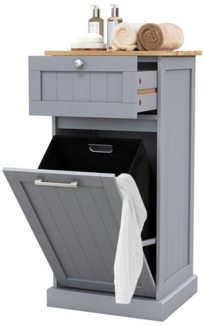 KOMFOTTEU Wäschekorb Wäscheschrank, mit Schublade, 40 x 37 x 82 cm, Weiß