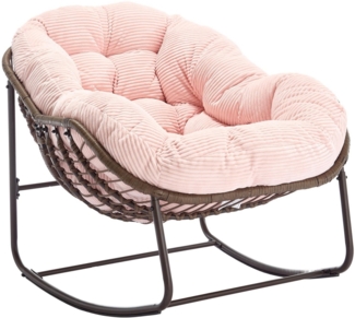LVHOM Schaukelstuhl mit gepolstertem Kissen, Rattanstuhl mit Stahlrahmen, Lounge Sessel (Großformat B110.5cm x T94.5cm x H80cm,Dicke Kissen,160kg Tragfähigkeit, MEHRE FARBEN MEHRE OPTIONEN! Schaukelsessel umhüllendem Sitzgefühl & hoher Armlehne, 1 St),...
