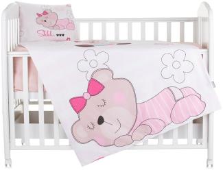 Chipolino Babybettwäsche 3-teilig, Decke 130 x 100 cm, Kissen 45 x 35 cm, Laken rosa