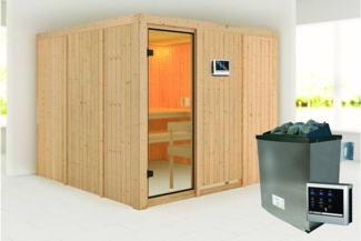 Karibu Sauna Arvika + 4,5kW Saunaofen mit ext. Steuerung Easy-Copy