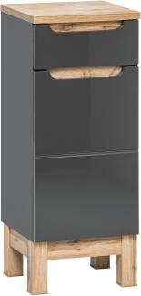 Domando Badschrank Stintino M1 Modern Breite 35cm, Soft-Close-Funktion, Hochglanz in Graphit Matt und Graphit Hochglanz