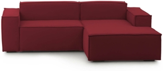 Dmora Sofa mit Halbinsel Ameli, modulares Sofa mit rechter Chaiselongue, modernes Stoffsofa, 100 % Made in Italy, 240 x 170 x 70 cm, Rot