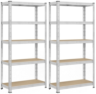 SONGMICS Schwerlastregal, 2er Set, Kellerregal, 40 x 90 x 180 cm, bis 875 kg belastbar, einfache Montage, Lagerregal, verstellbare Ablagen, Lagerregal, silbern