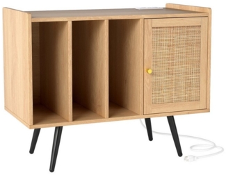COSTWAY Sideboard, Plattenspieler-Ständer mit Ladestation 80 x 40 x 65 cm