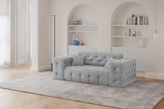 Sofa Designersofa CHANTAL 2-Sitzer in Stoff Moly Hellgrau