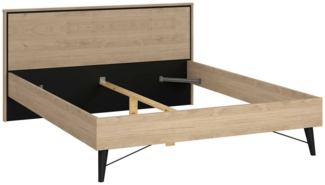 Dmora Doppelbett Marche, Struktur des Container-Betts, Sommier mit Verkleidung, Matratzenhalterstruktur, 207x173 h91 cm, helle Eiche
