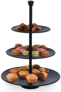 Runde Metall-Etagere Servierregal 3-stöckig schwarz Ø25cm