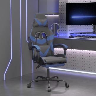 vidaXL Gaming-Stuhl mit Fußstütze Schwarz und Blau Kunstleder [3143854]