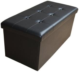 style home Sitzbank faltbare Sitzhocker mit Stauraum, 76*38*38cm (Aufbewahrungsbox mit Deckel, gepolstert Sitzwürfel Fußhocker, Sitztruhe aus Kunstleder), für Wohnzimmer Schlafzimmer, Schwarz