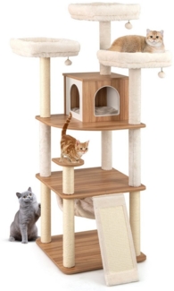 KOMFOTTEU Kratzbaum, Katzenbaum mit 3 gepolsterten Liegeflächen, 168cm