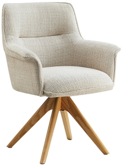 riess-ambiente Drehstuhl LE GRAND beige / natur - Chenille, Eiche, Massivholz, mit Armlehnen (Einzelartikel, 1 St), drehbarer Esstischstuhl - ideal für Ess-, Arbeits-, Wohnzimmer & Büro