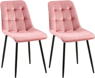 CLP 2er Set Esszimmerstuhl Gifford Samtbezug gepolstert mit Rückenlehne,pink Samt