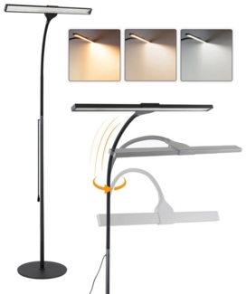 ZMH LED Stehlampe Leselampe Modern Dimmbar 178CM Metall mit Timer für Schlafzimmer Büro, dimmbar, LED fest integriert, 3000-6500k, schwarz