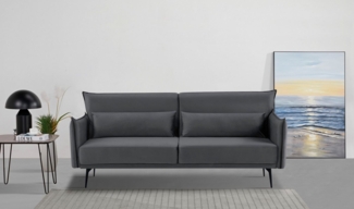 INOSIGN Schlafsofa TULARE, 204 cm, klappbarer 3-Sitzer mit verstellbarer Rückenlehne, Schlaffunktion, Velvet-Samtvelours u. Webstoff