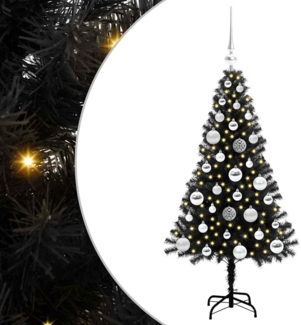 vidaXL Weihnachtsbaum mit 150 LEDs mit Ständer Schwarz 120 cm PVC 3396461