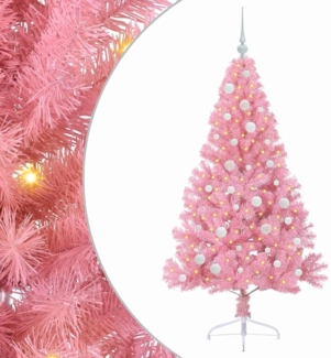 vidaXL Künstlicher vorbeleuchteter Weihnachtsbaum Rosa 150 cm PVC 3397066