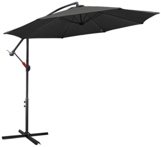 Clanmacy Sonnenschirm Gartenschirm 300cm, Ampelschirm mit Ständer 360° Funktion UV Grau, LxB: 300x300 cm, Stabiler knickbar/für Garten, Balkon, Terasse/Sonnenschutz